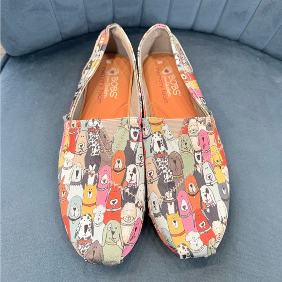 NWOT BOBS from Skechers “BOBS for Dogs” Cartoon Dog Print Flats – Memory Foam - Picture 1 of 4